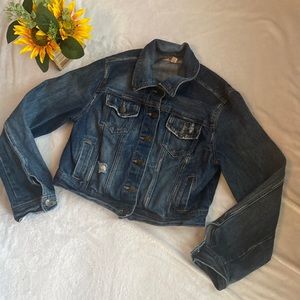 Girls Size L DECREE Distressed Blue Jean Jacket